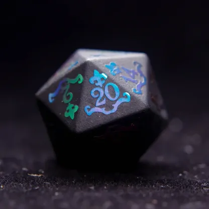 Black Obsidian D&D Gem Dice Set – Matte Black, Sharp Edge, Perfect RPG Gift for Friends