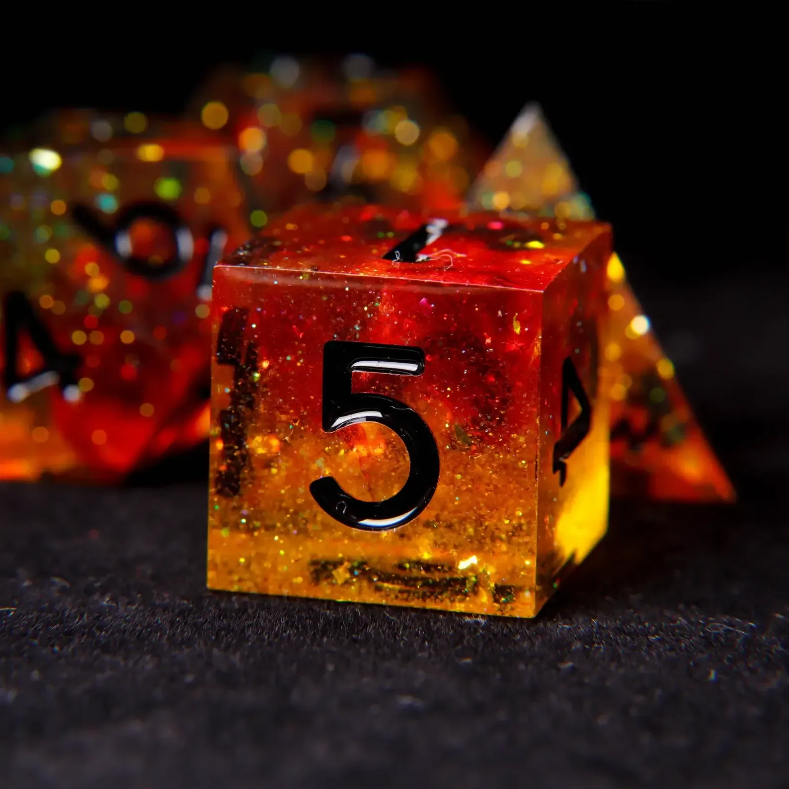 Orange D&D Dice Set – Sharp Edge D6 & D20, Polyhedral RPG Victory Gift
