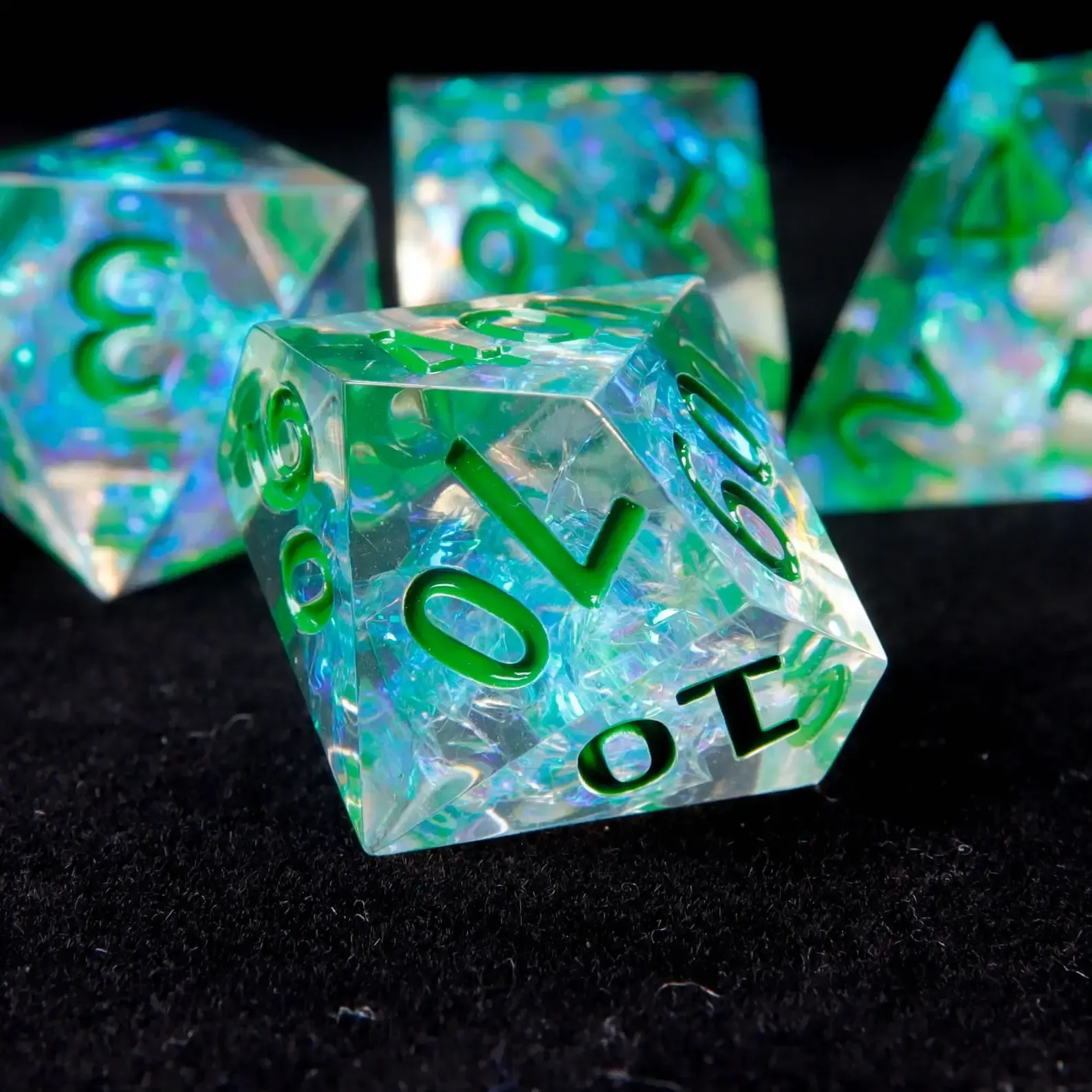 Green DND Dice Set – Sharp Edge Polyhedral RPG Dice
