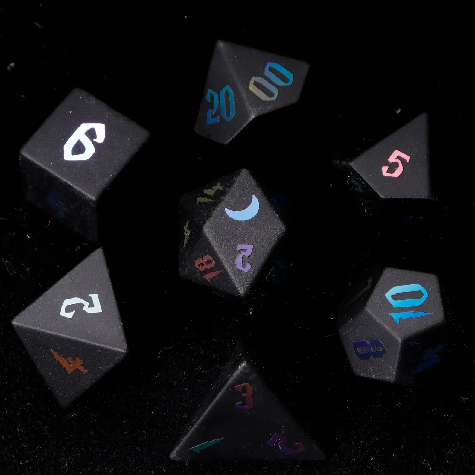 Black Obsidian DND Dice Set – Matte Sharp Edge Polyhedral Dice for D&D RPG