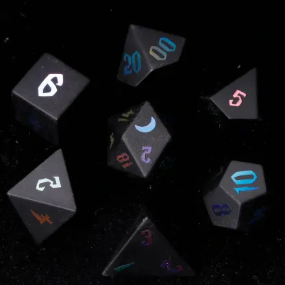 Black Obsidian DND Dice Set – Matte Sharp Edge Polyhedral Dice for D&D RPG