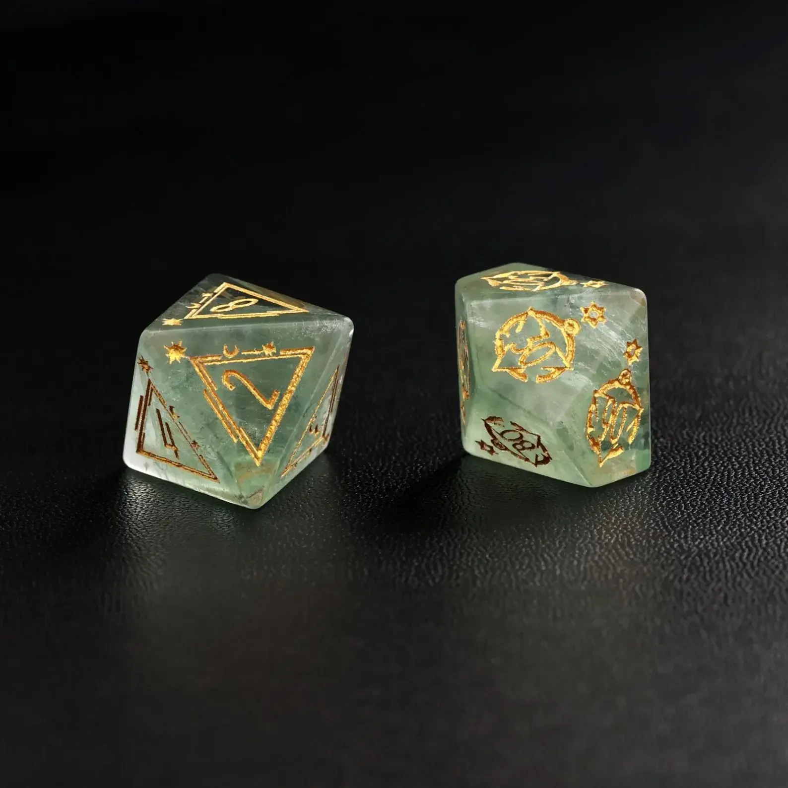 Green Fluorite DND Dice Set, Dungeons and Dragons Polyhedral RPG Gemstone Dice Set