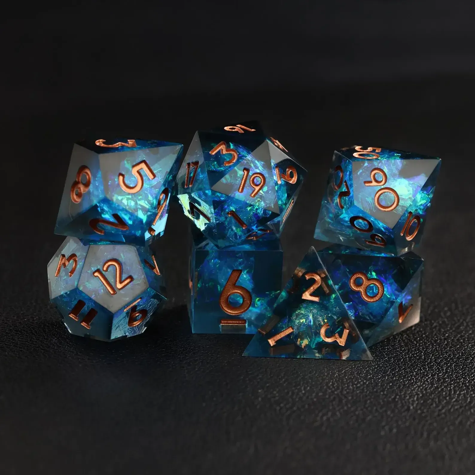Blue Lightning DND Dice Set – Sharp-Edge Polyhedral D&D Dice
