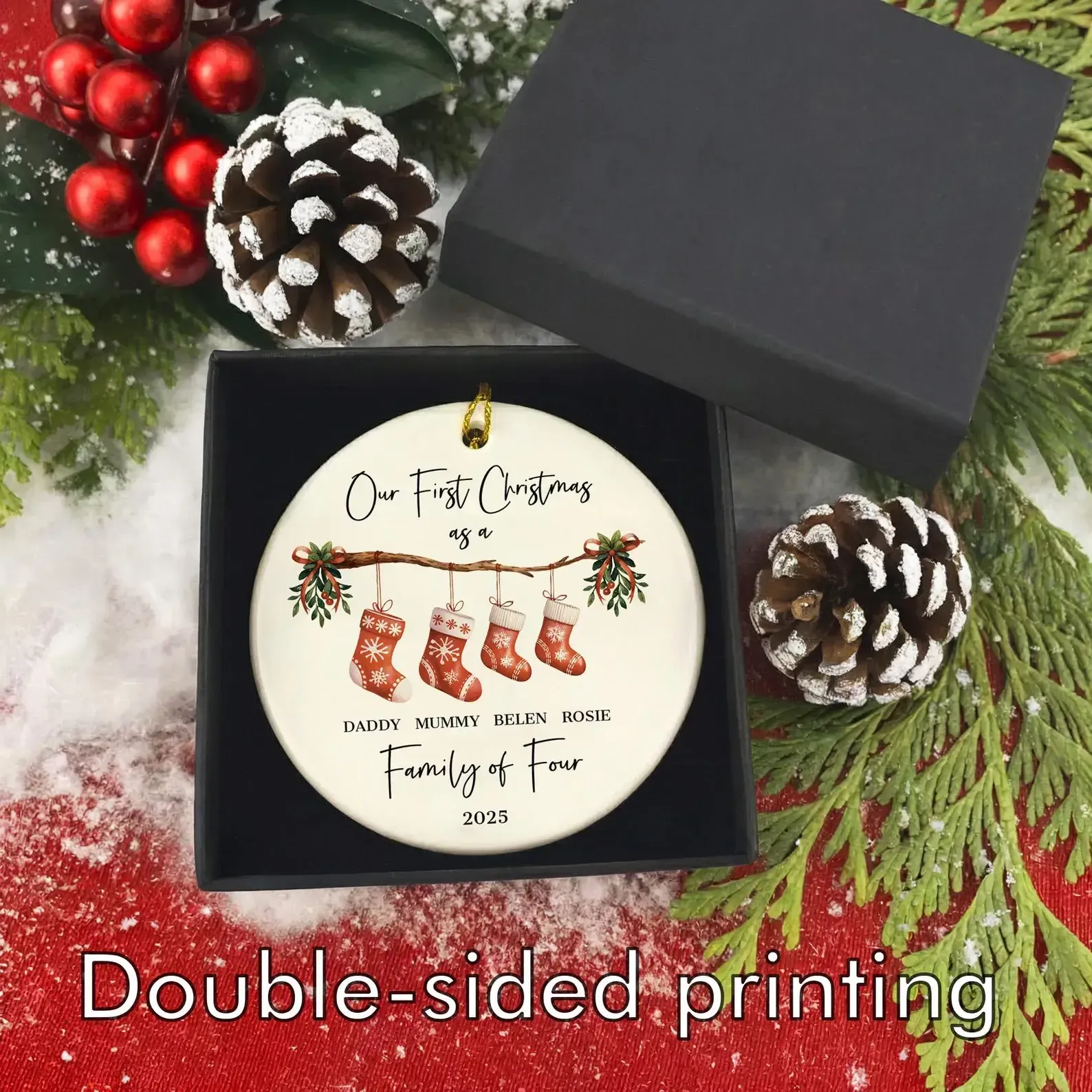 Personalised First Christmas as a Family of 4 Ornament