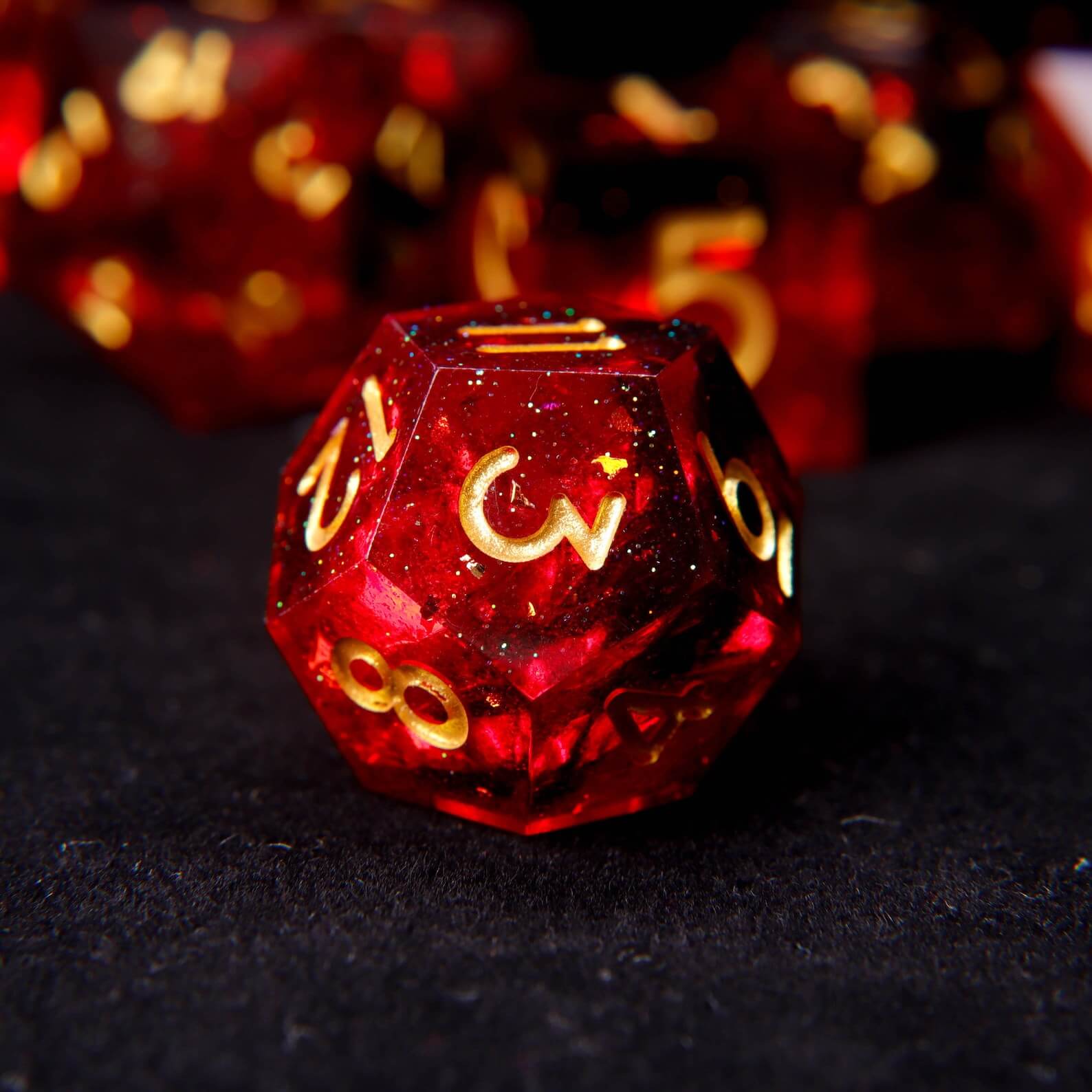 Fiery Red Sharp Edges Dungeons & Dragons Polyhedron RPG Dice Set DND