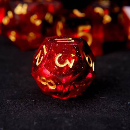Fiery Red Sharp Edges Dungeons & Dragons Polyhedron RPG Dice Set DND