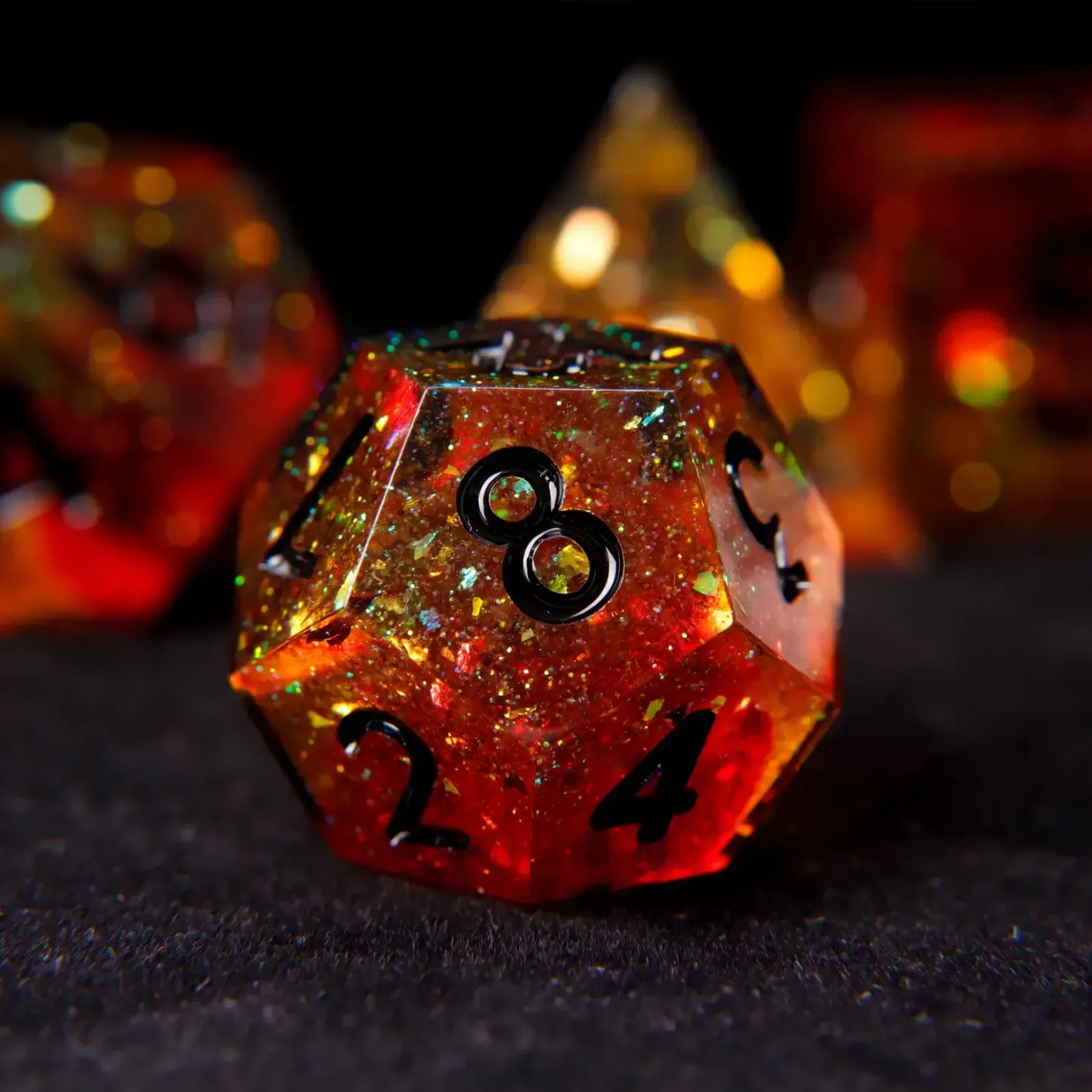 Orange D&D Dice Set – Sharp Edge D6 & D20, Polyhedral RPG Victory Gift
