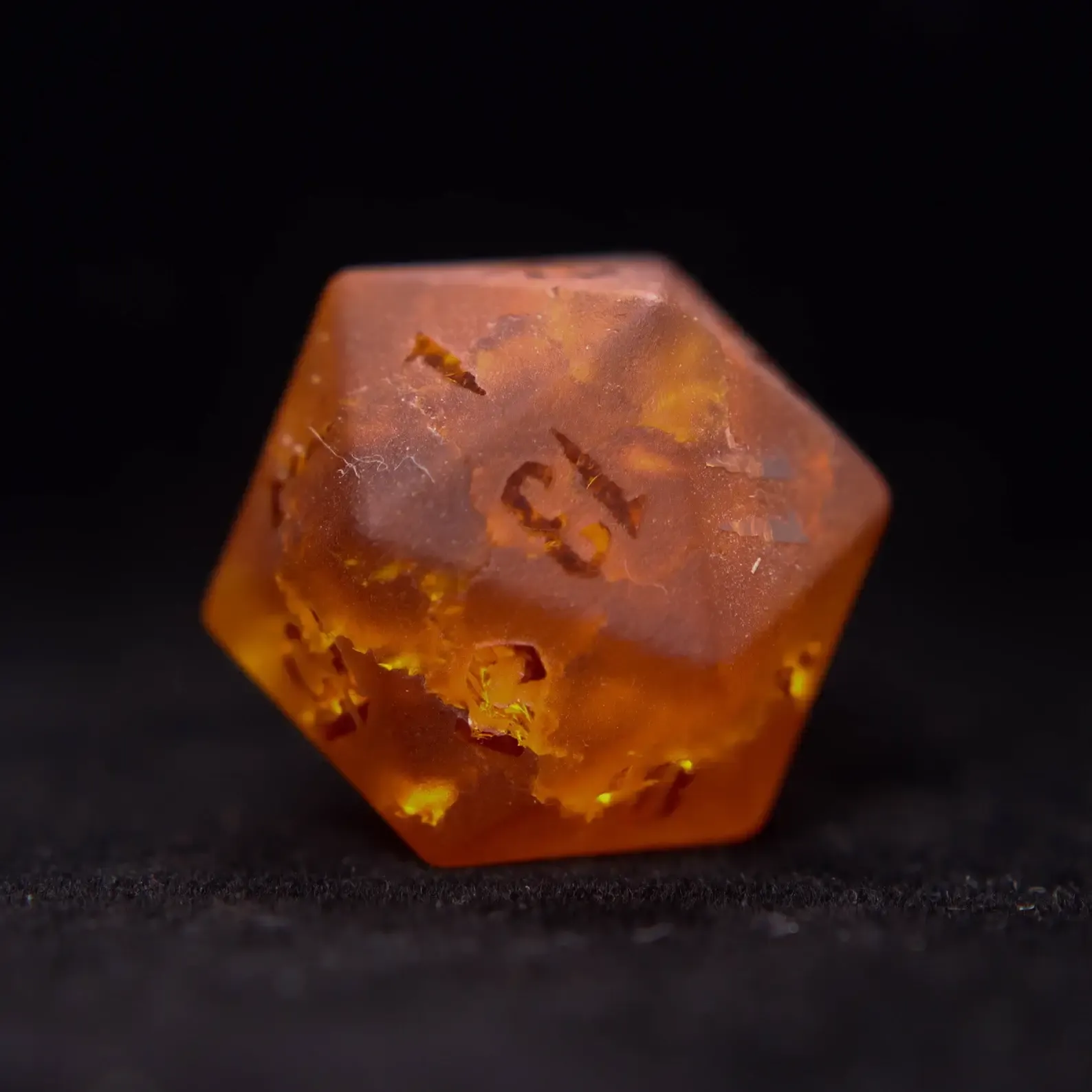 Orange Glass Sharp Edge D&D Dice Set, Dungeons and Dragons Polyhedral RPG Gemstone Dice Set