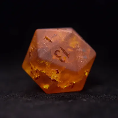 Orange Glass Sharp Edge D&D Dice Set, Dungeons and Dragons Polyhedral RPG Gemstone Dice Set