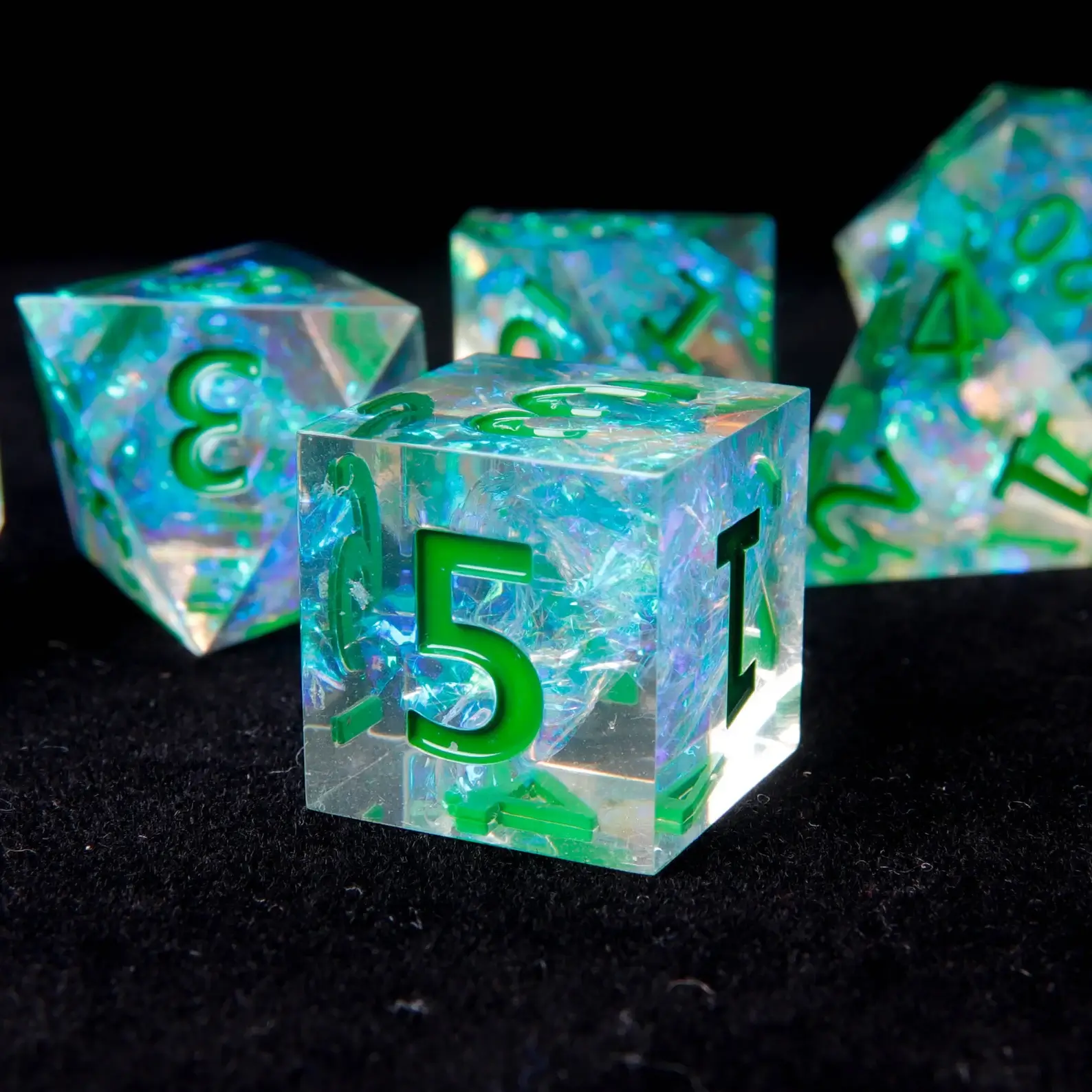 Green DND Dice Set – Sharp Edge Polyhedral RPG Dice