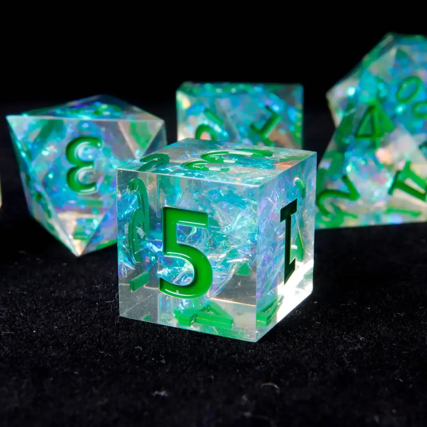 Green DND Dice Set – Sharp Edge Polyhedral RPG Dice