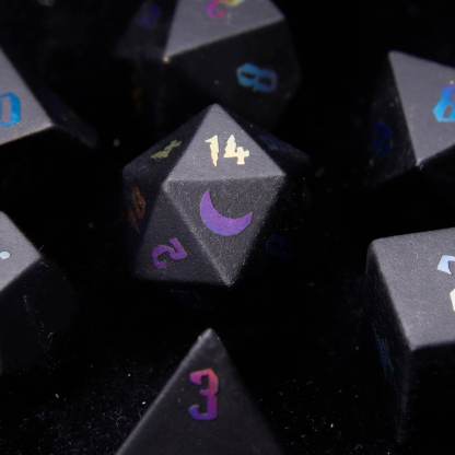 Black Obsidian DND Dice Set – Matte Sharp Edge Polyhedral Dice for D&D RPG