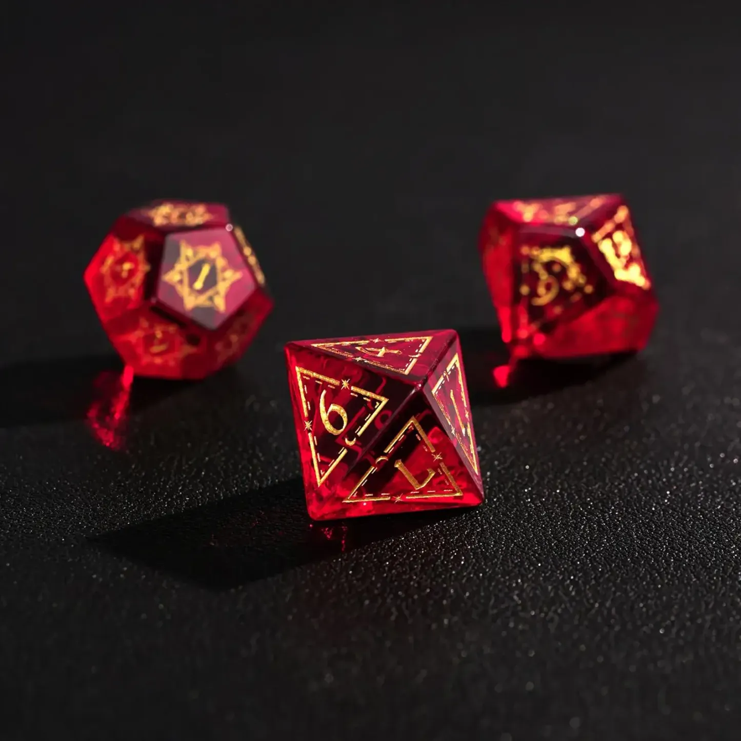 Red Garnet DND Dice Set – Handcrafted Polyhedral RPG Dice Gift