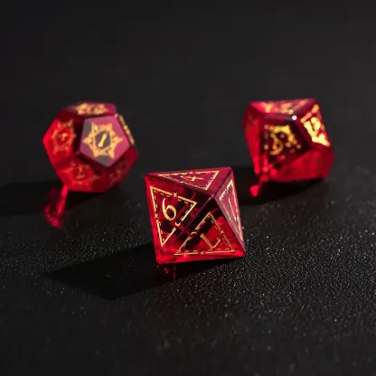 Red Garnet DND Dice Set – Handcrafted Polyhedral RPG Dice Gift