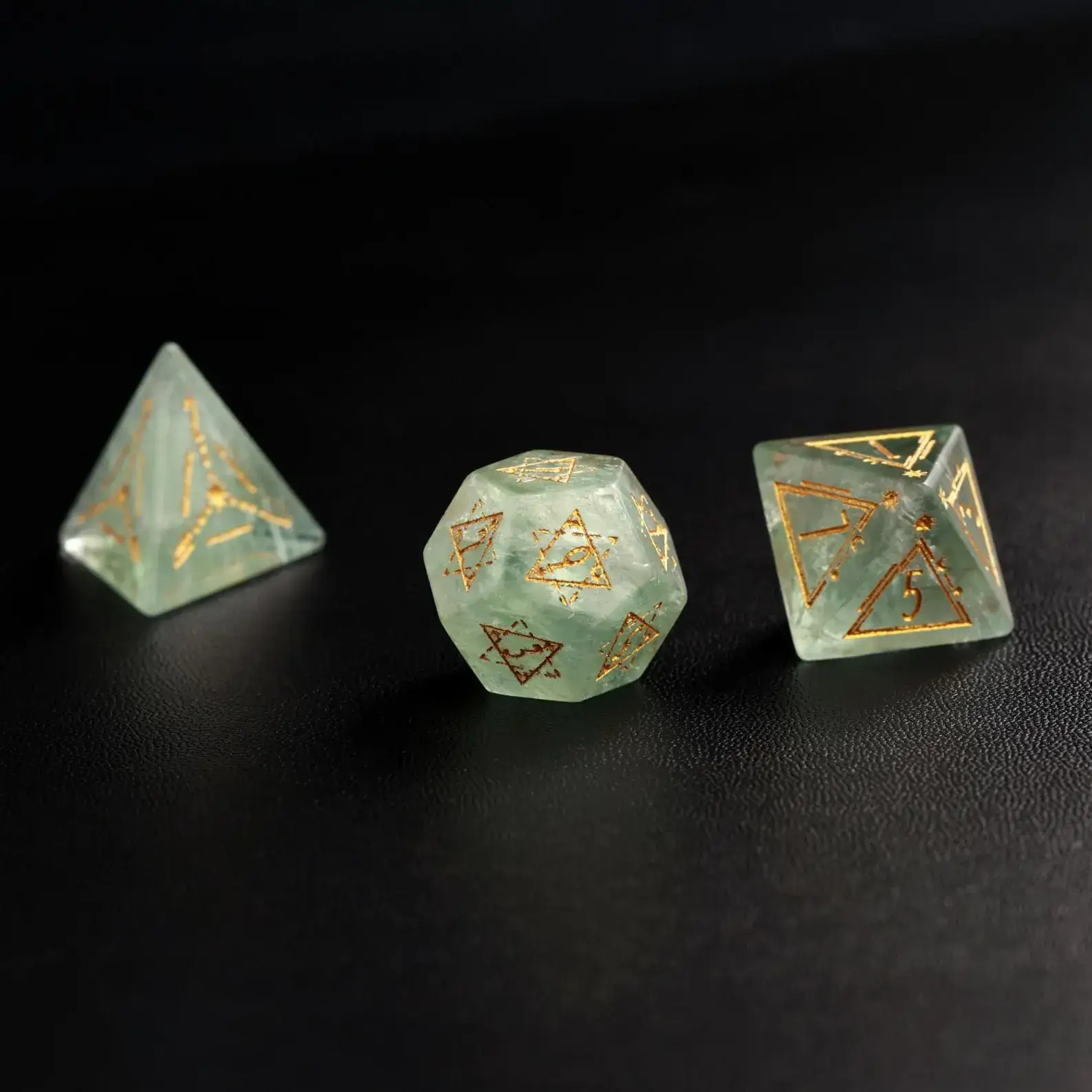 Green Fluorite DND Dice Set, Dungeons and Dragons Polyhedral RPG Gemstone Dice Set