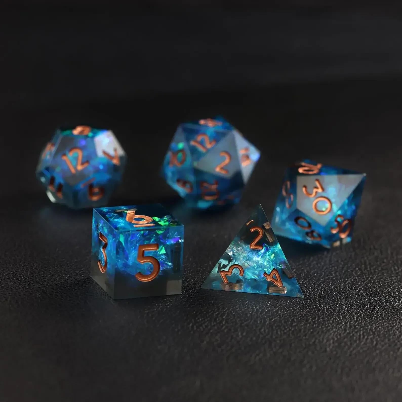 Blue Lightning DND Dice Set – Sharp-Edge Polyhedral D&D Dice