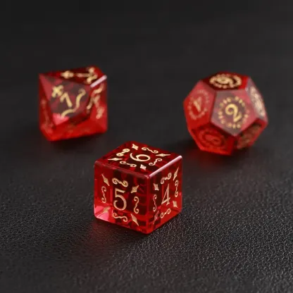 Red Garnet DND Dice Set – Dungeons & Dragons Polyhedron RPG Gem Dice Set