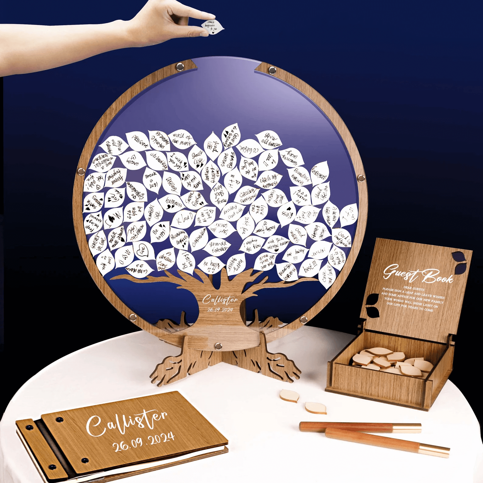 Family Tree Guest Book - Unique Wedding Guest Book Alternative with Personalized Leaves