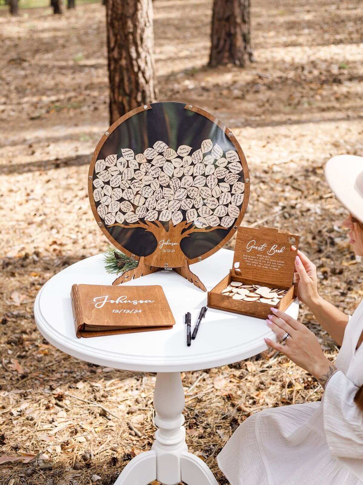 Personalized Wooden Family Tree: Funeral Guest Book Alternative for Memorial & Celebration of Life Keepsake