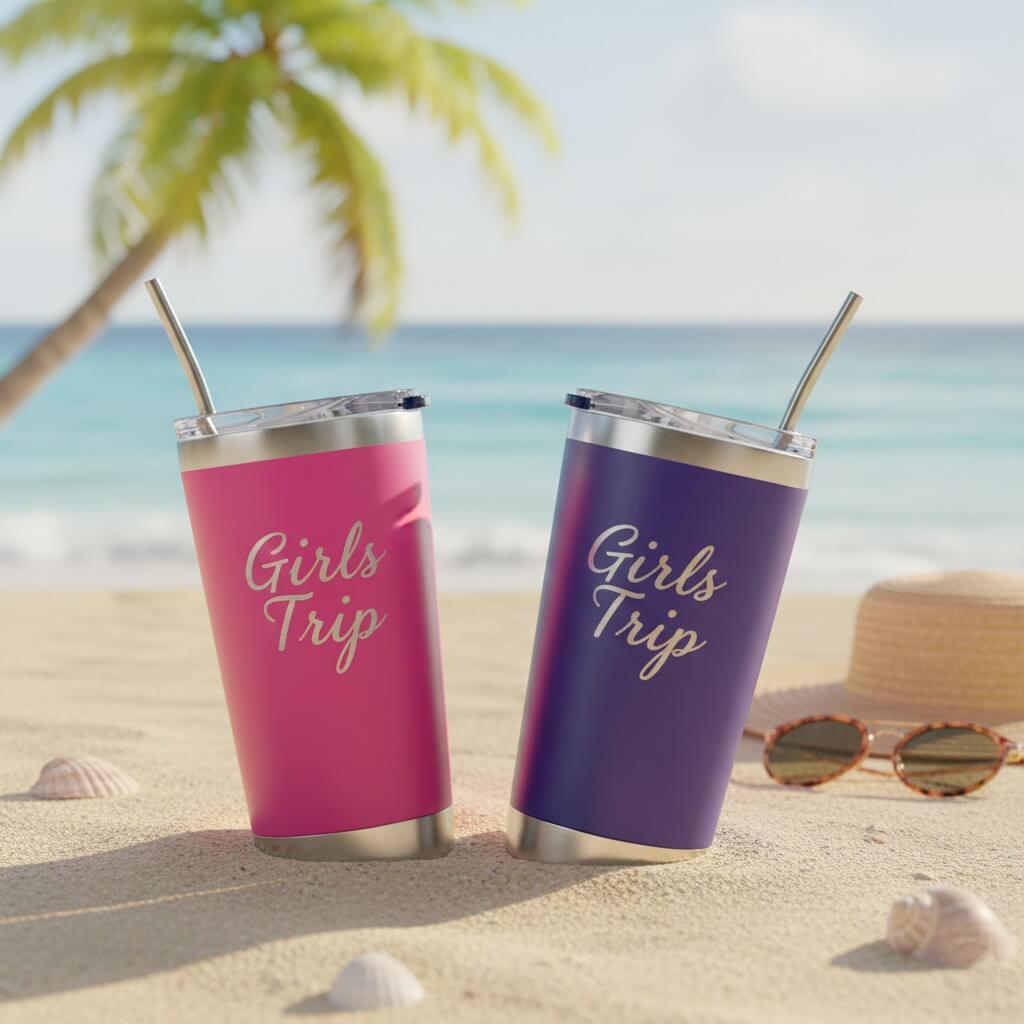 Custom Engraved 20oz Travel Tumbler for Girls Trip & Bachelorette Party Favors