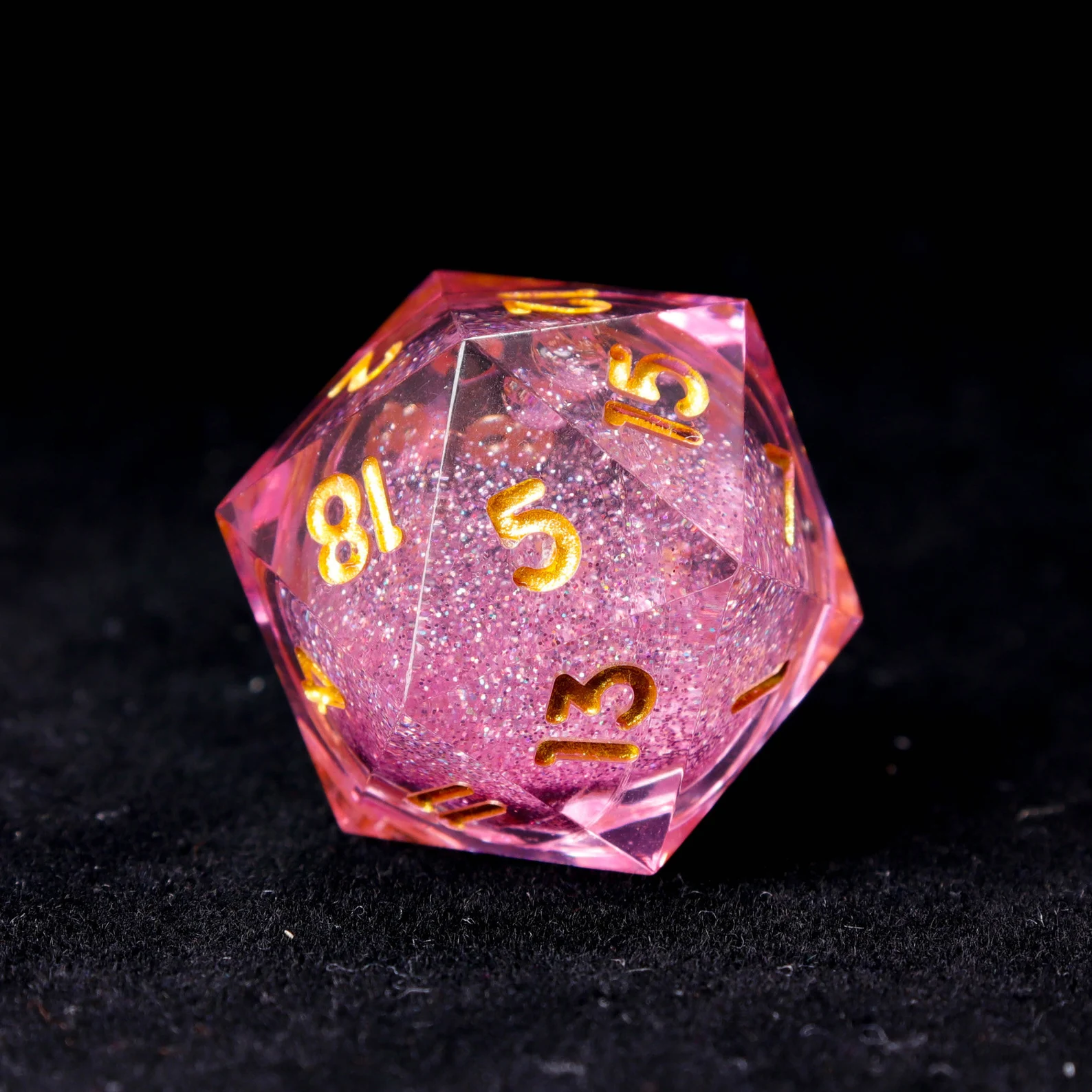 Pink Liquid Core DND Dice Set – Sharp D6 & D20, Birthday Gift for D&D Players