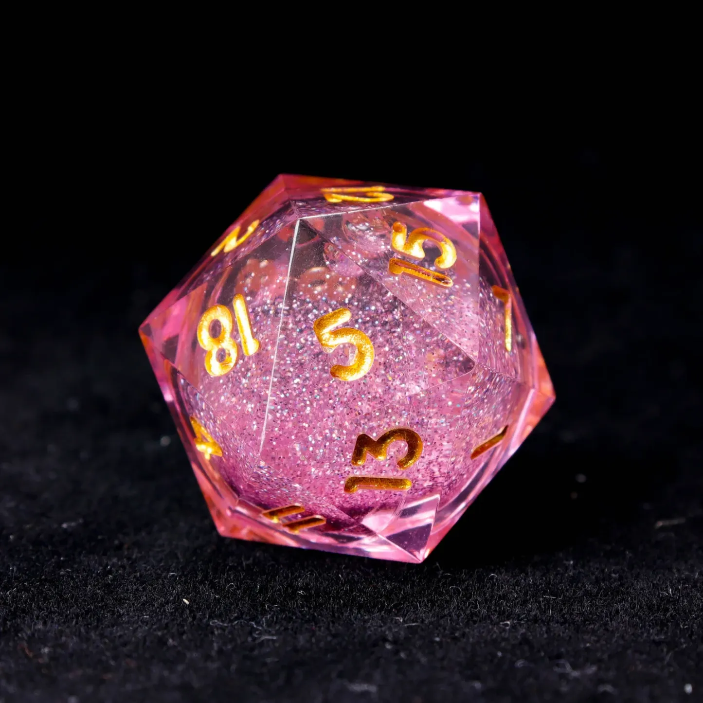 Pink Liquid Core DND Dice Set – Sharp D6 & D20, Birthday Gift for D&D Players