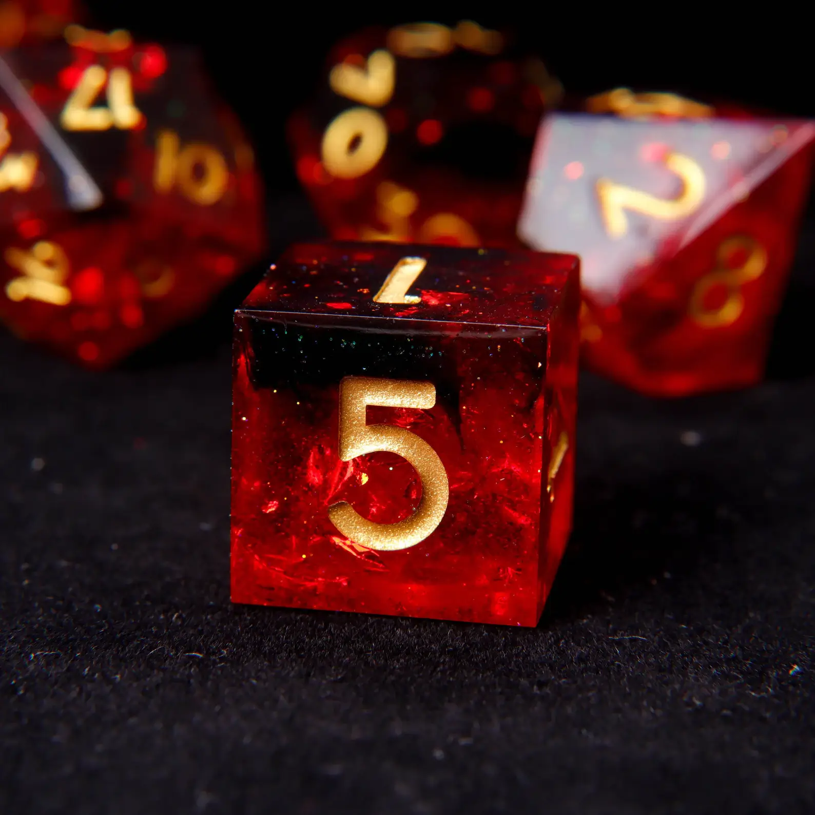 Fiery Red Sharp Edges Dungeons & Dragons Polyhedron RPG Dice Set DND