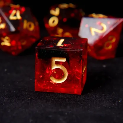 Fiery Red Sharp Edges Dungeons & Dragons Polyhedron RPG Dice Set DND