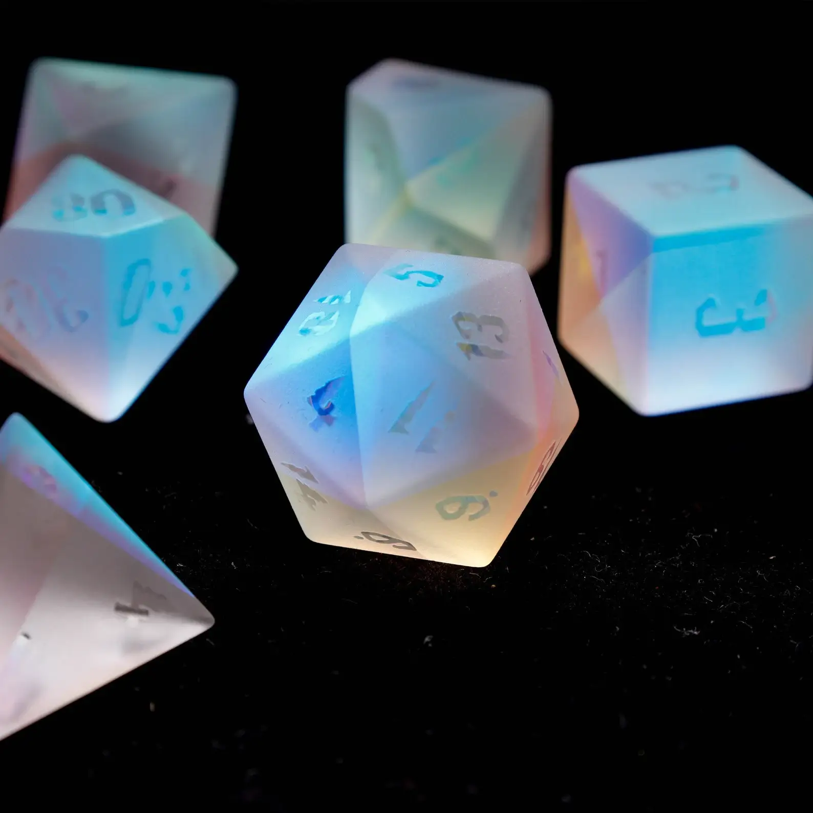 Rainbow Stained Glass DND Dice – Transparent Crystal-Like Dice for Collectors & Gamers