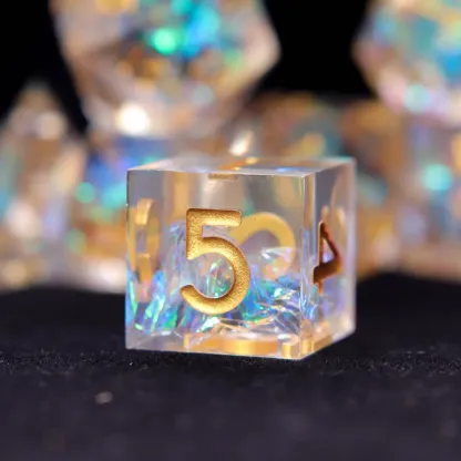 Rainbow Transparent RPG Dice Set – Soft Color Polyhedral D&D Dice, Gift for Her