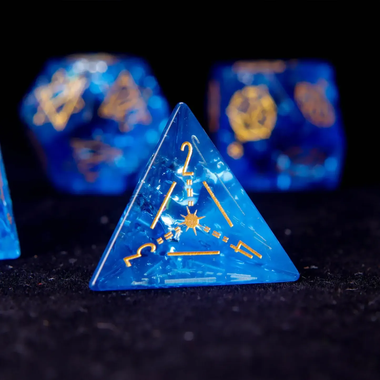 Blue Glass D&D Dice Set – Gemstone Style Polyhedral RPG Dice, Perfect Birthday Gift for Him/Her