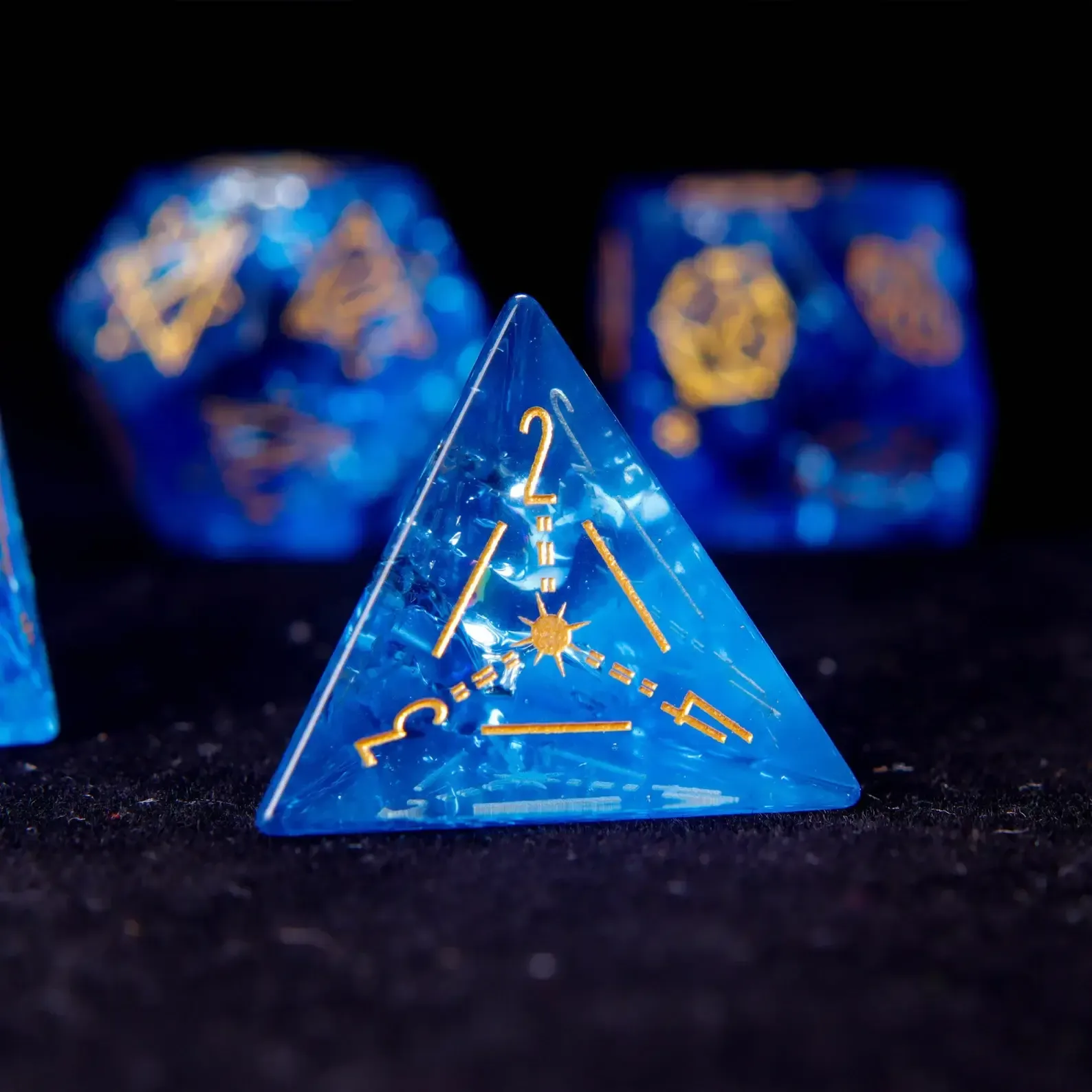 Blue Glass D&D Dice Set – Gemstone Style Polyhedral RPG Dice, Perfect Birthday Gift for Him/Her