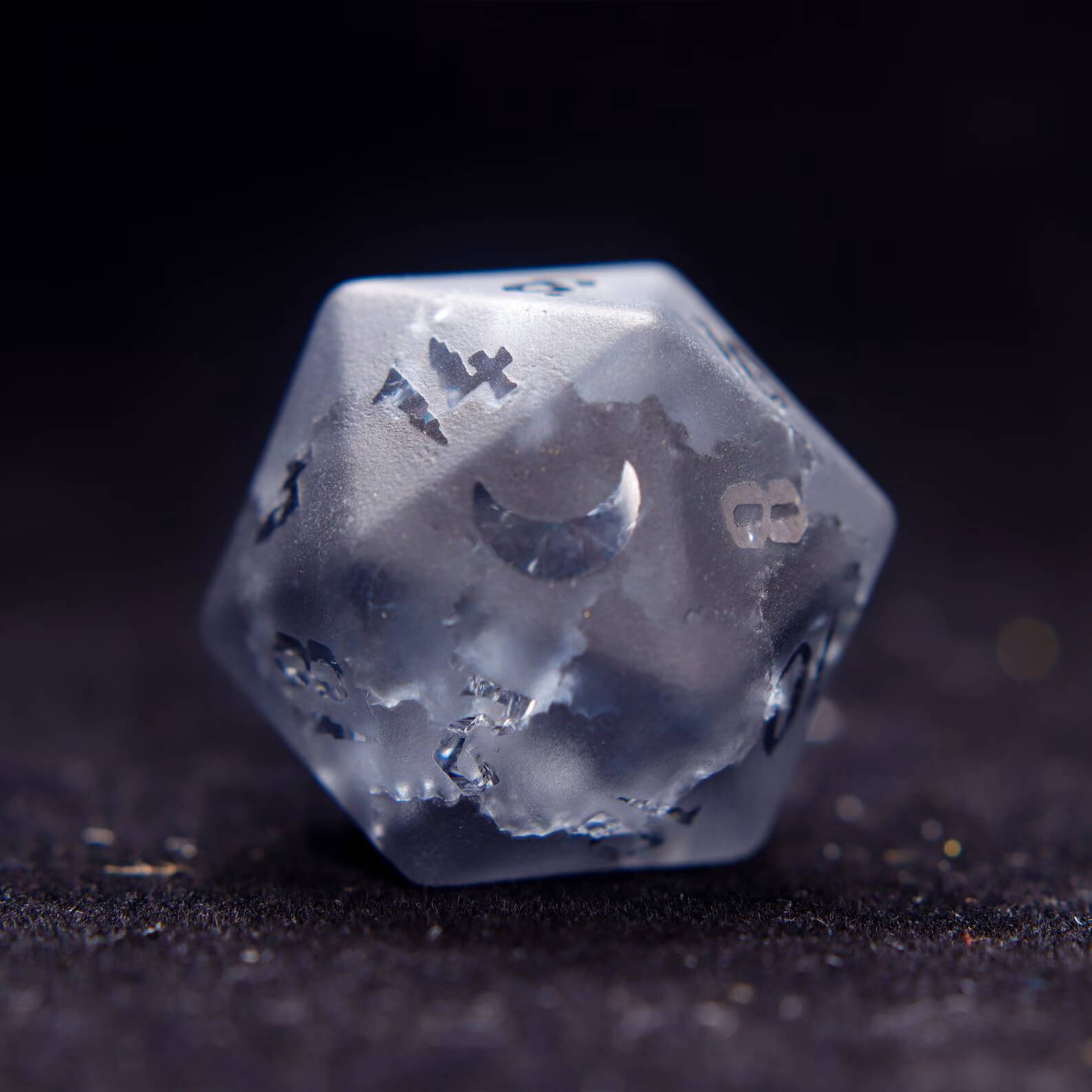 Black Sparkle D&D Gem Dice Set – Matte Black, Sharp Edge, Perfect RPG Gift for Boyfriend