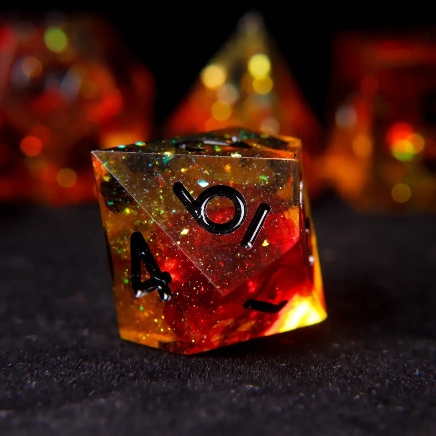 Orange D&D Dice Set – Sharp Edge D6 & D20, Polyhedral RPG Victory Gift