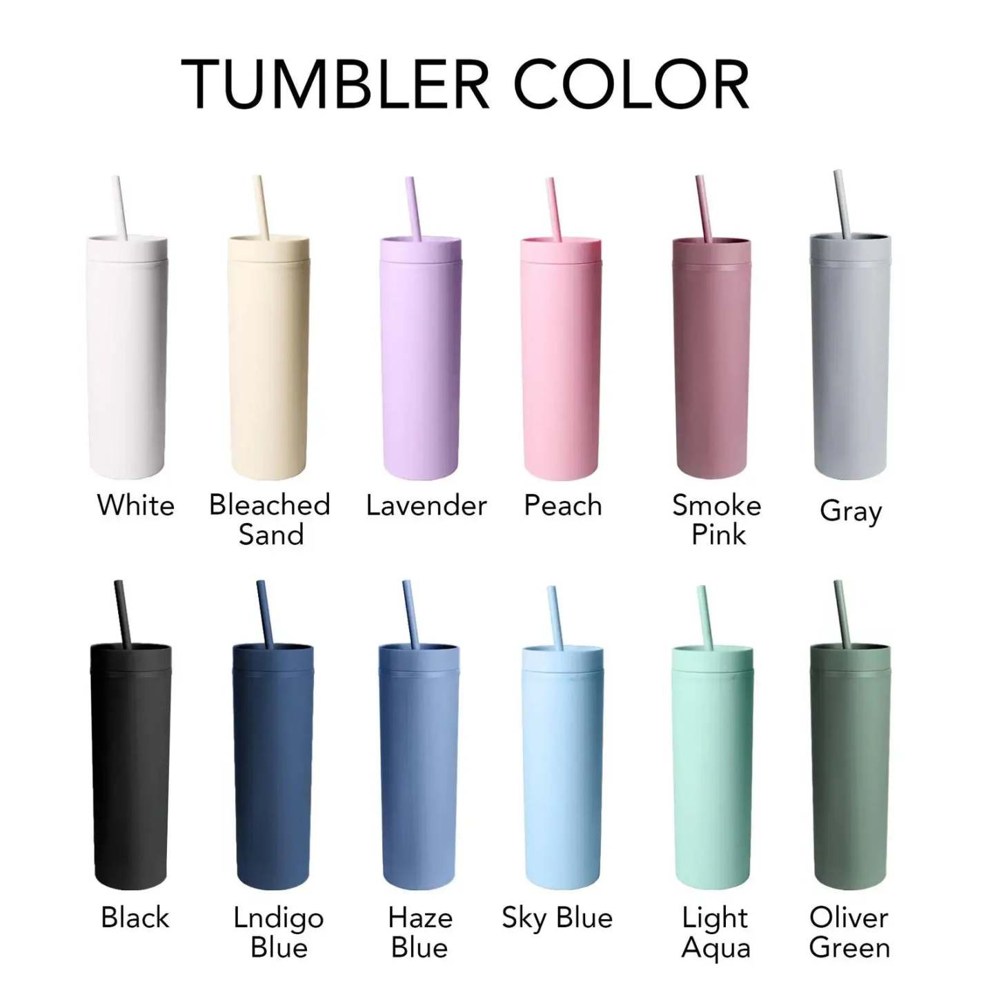 Personalized Skinny 16oz Tumbler with Straw – Bridesmaid Gift Idea