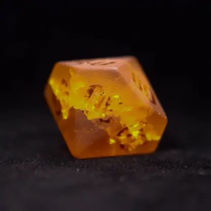 Orange Glass Sharp Edge D&D Dice Set, Dungeons and Dragons Polyhedral RPG Gemstone Dice Set