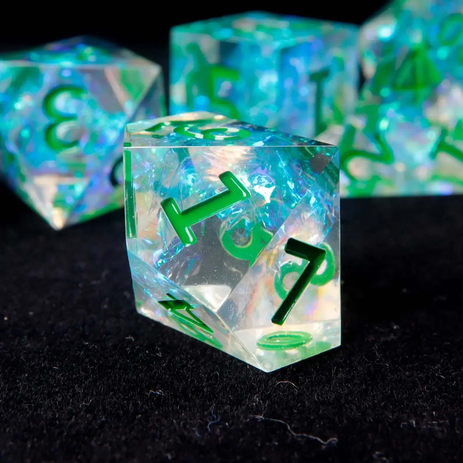 Green DND Dice Set – Sharp Edge Polyhedral RPG Dice