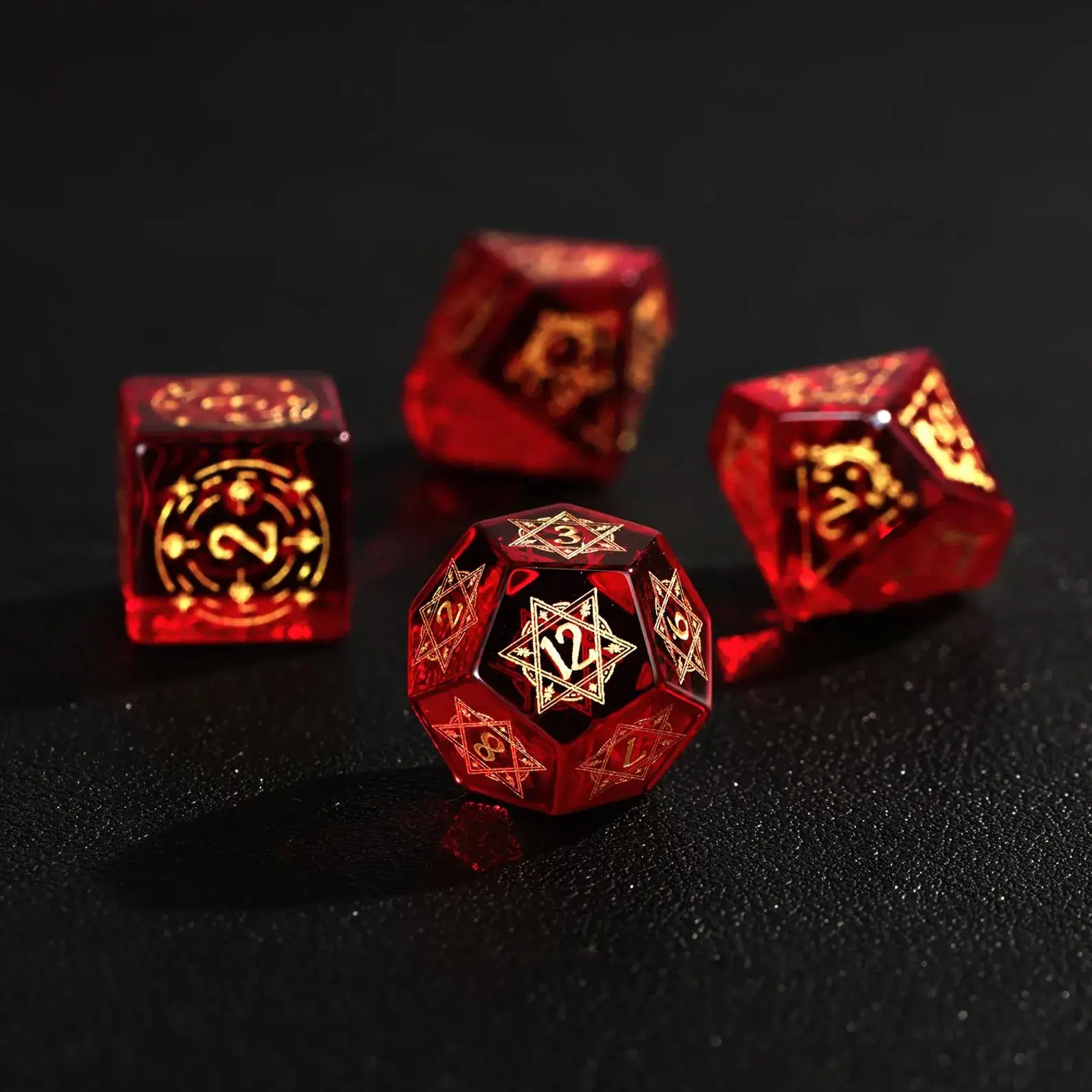 Red Garnet DND Dice Set – Handcrafted Polyhedral RPG Dice Gift