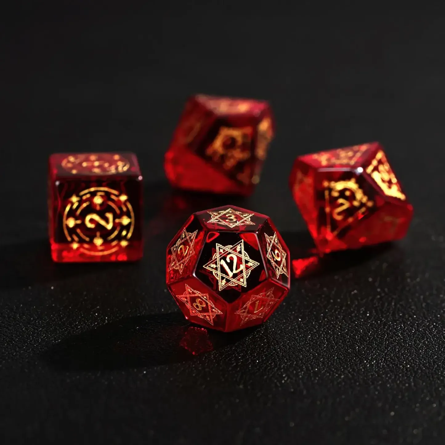 Red Garnet DND Dice Set – Handcrafted Polyhedral RPG Dice Gift