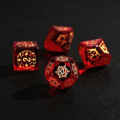 Red Garnet DND Dice Set – Handcrafted Polyhedral RPG Dice Gift