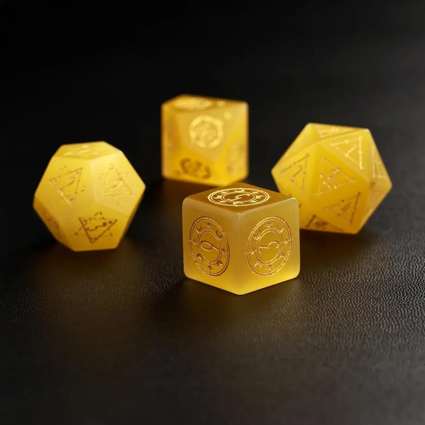 Yellow Cat Dice Set – Handcrafted DND Polyhedral Dice