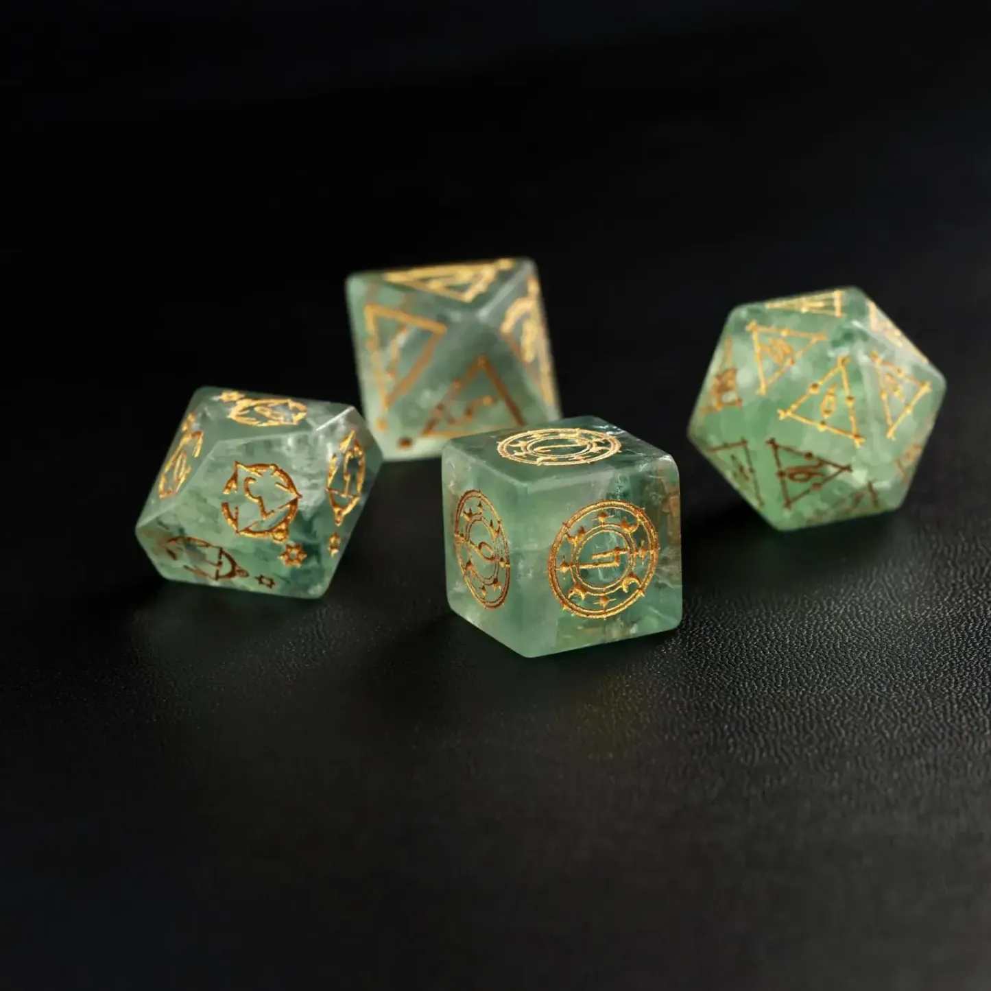 Green Fluorite DND Dice Set, Dungeons and Dragons Polyhedral RPG Gemstone Dice Set