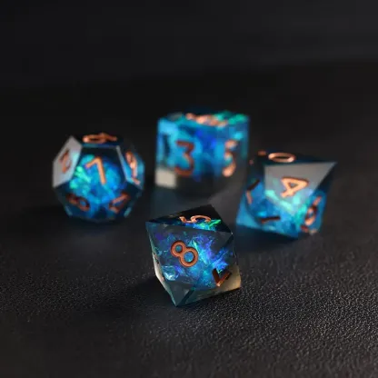 Blue Lightning DND Dice Set – Sharp-Edge Polyhedral D&D Dice