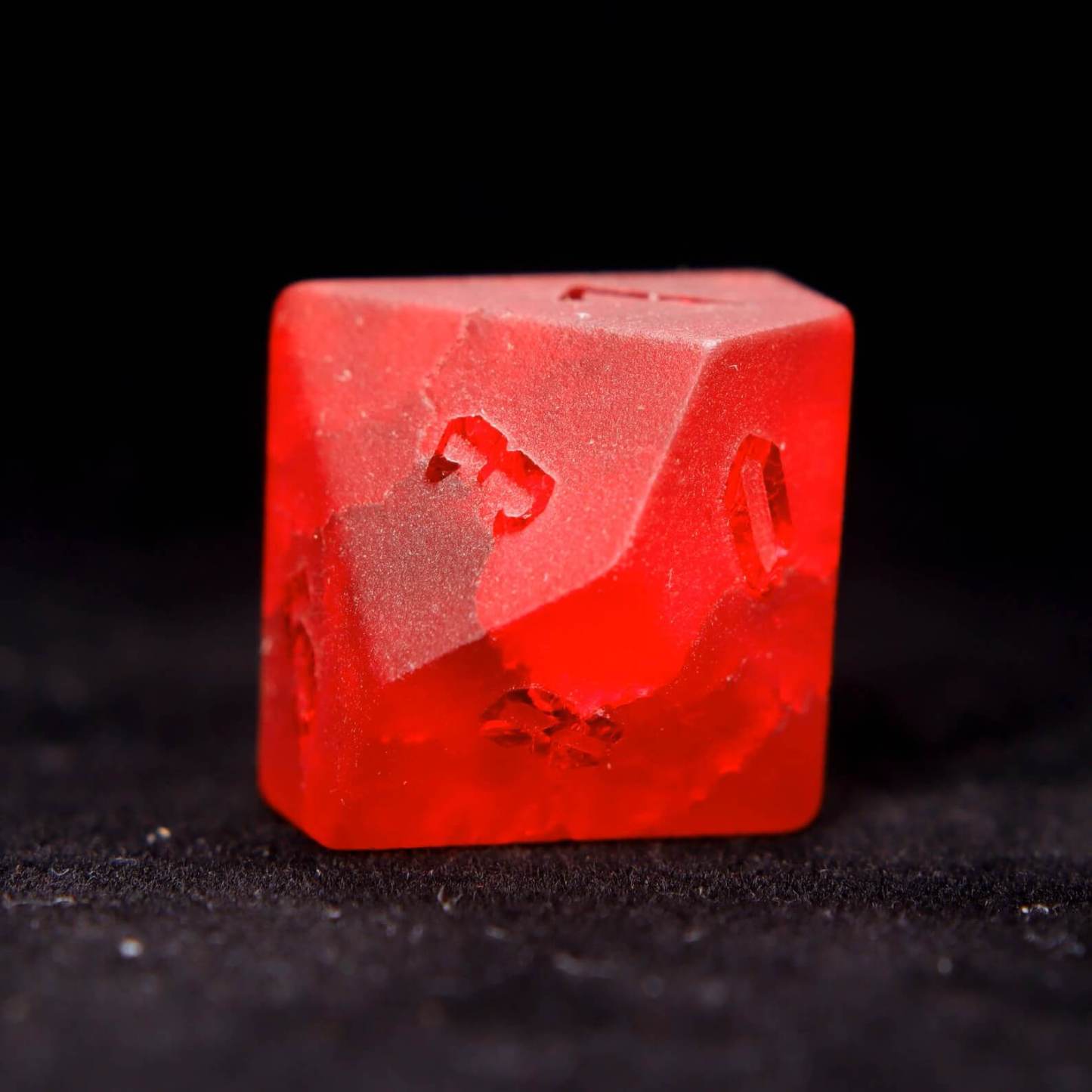 Red Glass Sharp Edge D&D Dice Set, Dungeons and Dragons Polyhedral RPG Gemstone Dice Set