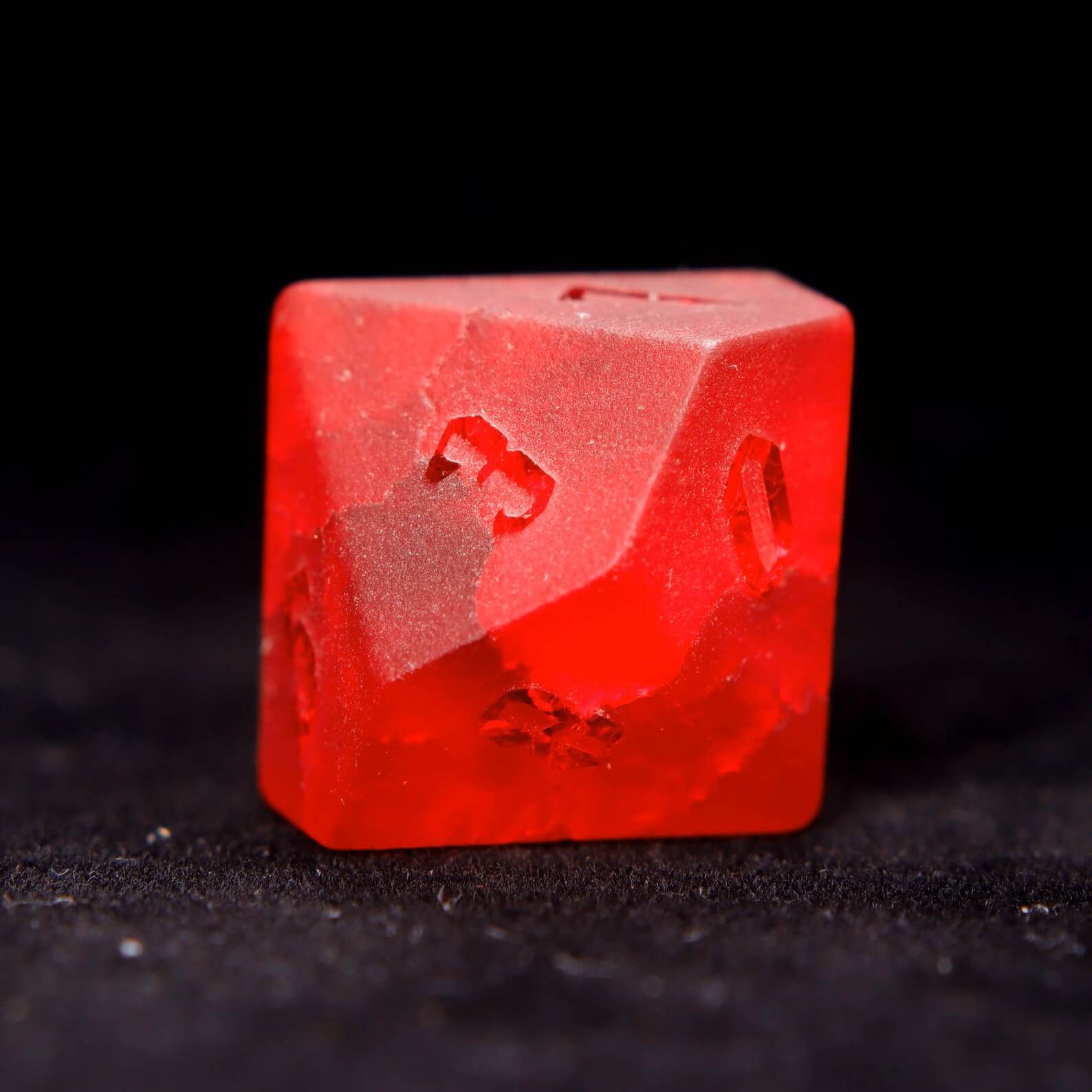 Red Glass Sharp Edge D&D Dice Set, Dungeons and Dragons Polyhedral RPG Gemstone Dice Set