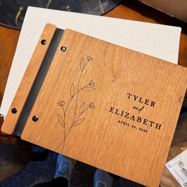 Wooden Wedding Guest Book - Personalized Laser Engraved, Perfect for Photos and Heartfelt Messages, Photobooth, Photo Album, Wedding Album