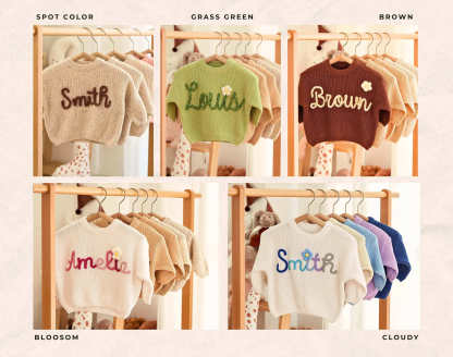Custom Embroidered Baby Name Sweater – Light & Soft Personalized Gift