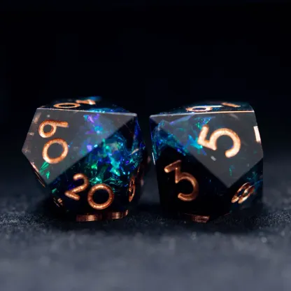 Black & Blue DND Dice Set – Sharp Edge Polyhedral D6 & D20, Perfect Gift for RPG Players