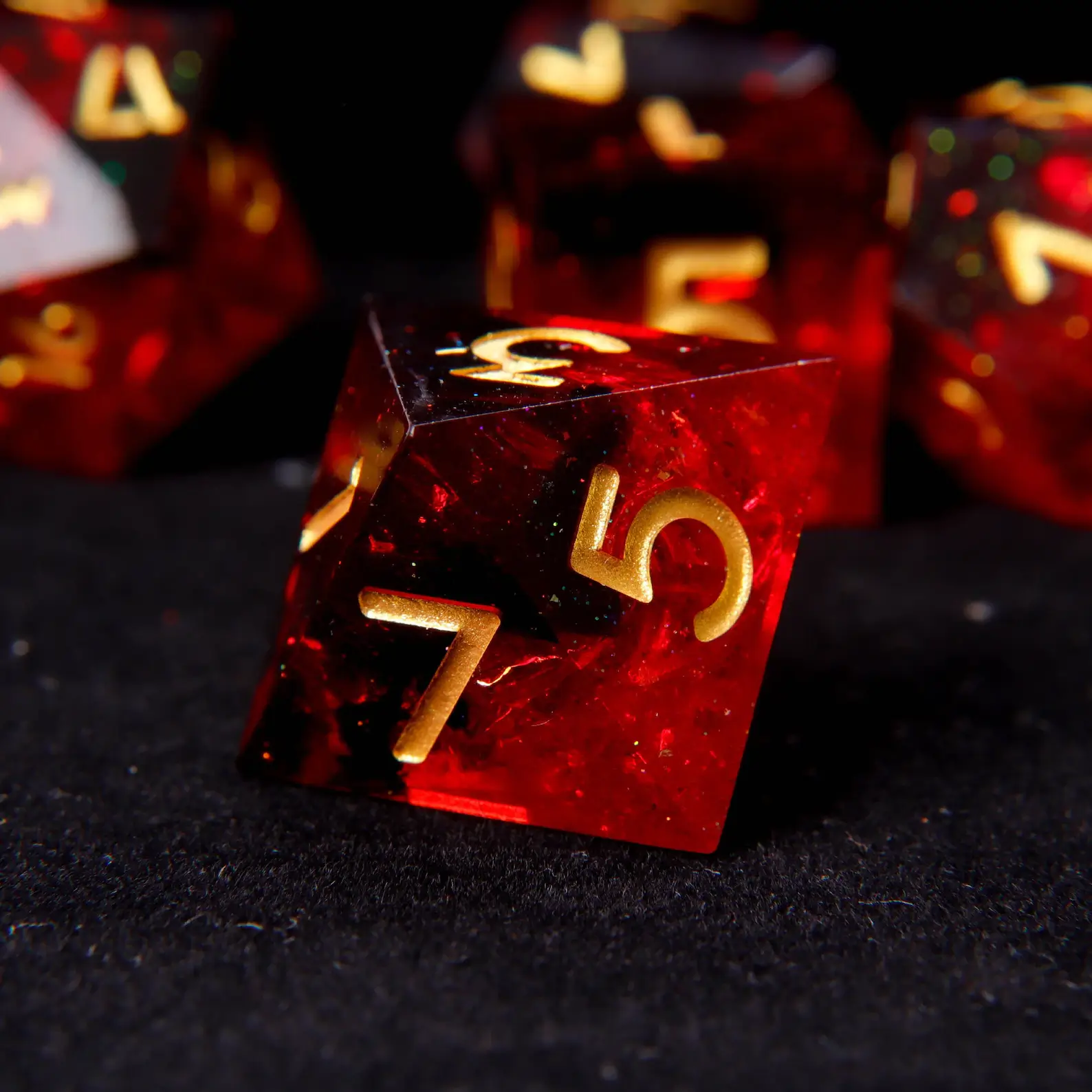 Fiery Red Sharp Edges Dungeons & Dragons Polyhedron RPG Dice Set DND