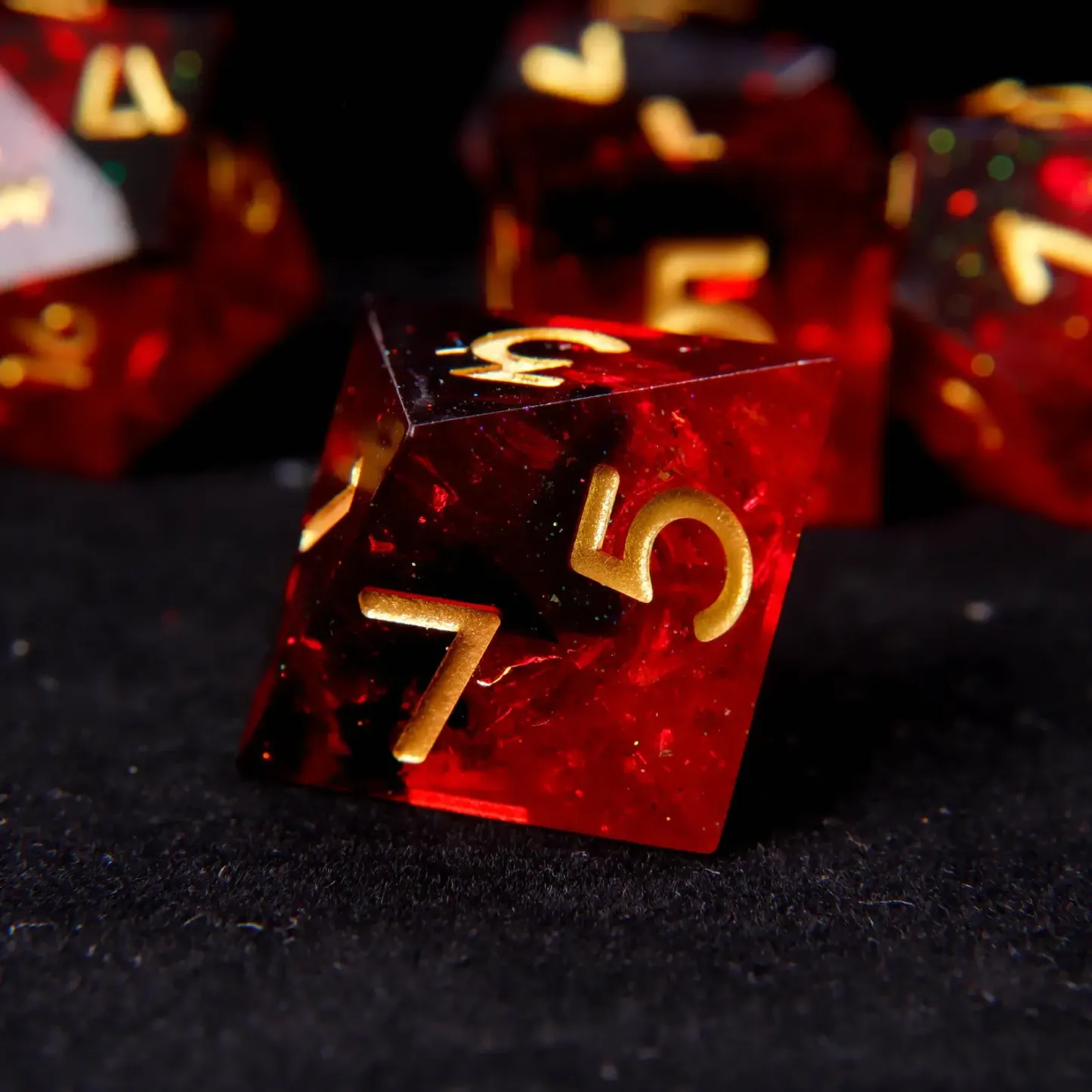 Fiery Red Sharp Edges Dungeons & Dragons Polyhedron RPG Dice Set DND